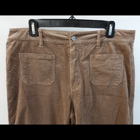 Paige Anessa Patch Pocket Wide Leg Corduroy Pants BROWN - Picture 5 of 8